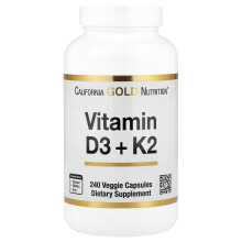 California Gold Nutrition, Vitamin D3 + K2, 240 Veggie kapszula
