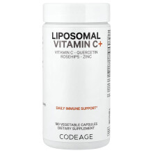 Codeage, Vitamíny, Liposomálna Vitamin C+, Vitamin C, Kvercetín, Růže, Železité, 180 Kapsul