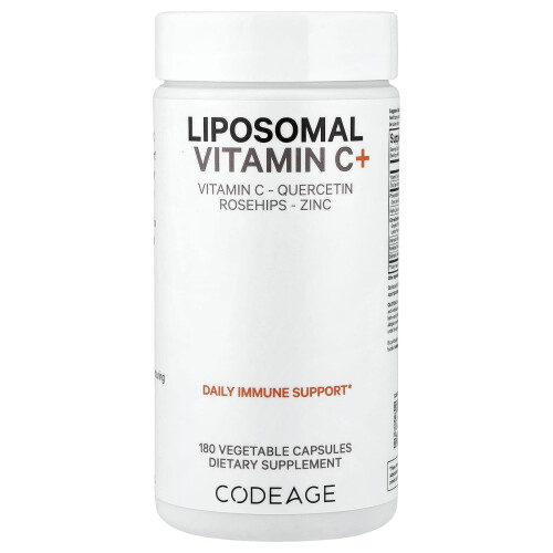 Codeage, Vitamiinit, Liposomaalinen Vitamiini C+, Vitamiini C, Kversektiini, Rosipit, Sinkki, 180 kapselia