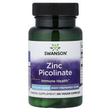 Swanson, Zinek Picolnat, 22 mg, 60 kapslí