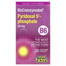 Natural Factors, BioCoenzymowane, B6, Pyridoksal 5'-fosforan, 50 mg, 30 Vegetarian Capsules