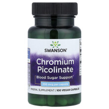 Swanson, Kromium Pikolinat, 200 mcg, 100 Kapsler