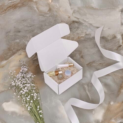 Conjunto de 50 caixas de papelão ondulado branco para envio, correspondência e transporte de mercadorias (6x4x3 polegadas). 2