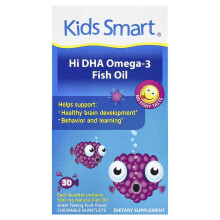 Bioglan, Kids Smart, Hi DHA-Omega 3 Fish Oil, Fruit, 30 Chewable Burstlets