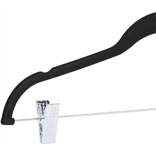 Schwarze Samt-Rockbügel mit Clips (24er-Packung) 2