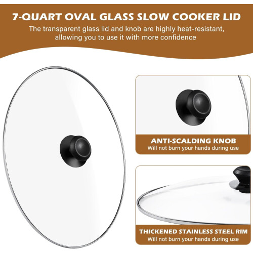 Oval Glass Lid for 7 Quart Crock-Pot Slow Cooker 2