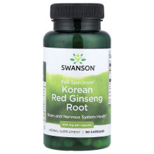Swanson, Fullspektrum Koreansk röd ginseng rot, 400 mg, 90 kapslar