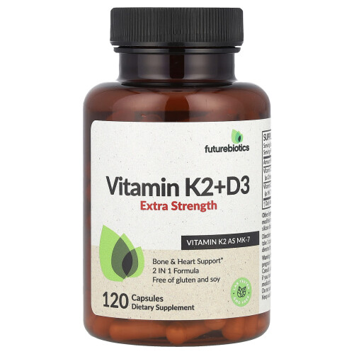 Futurebiotics, Βιταμίνη K2 + D3, Πολύ Δύναμη, 120 Φιάλες