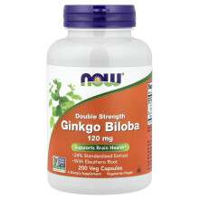 NOW Foods, Ginkgo Biloba, Dubbel Sterk, 120 mg, 200 Veg Kapsules