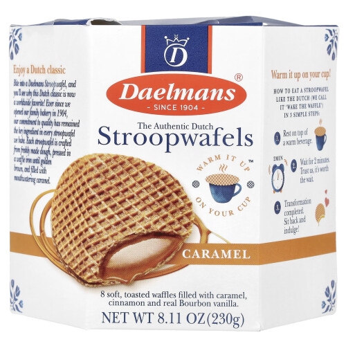 Daelmans, Στροόπφαφελς, Καραμέλα, 8 Σφηνάκια, 8.11 oz (230 g)