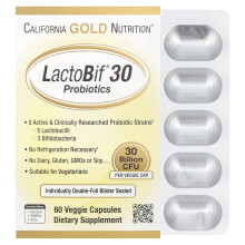 California Gold Nutrition, LactoBif 30 Probioti, 30 miliardi CFU, 60 Capsule Vegetariane