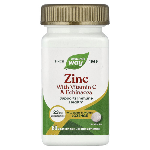 Nature's Way, Σίδηρος Με Βιταμίνη C & Εχινάκεια, Wild Berry, 60 Βεγανικά Λοζένια