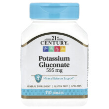 21st Century, 21. század, Kálium glukonát, 595 mg, 110 tabletta