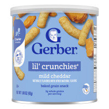 Gerber, Snack per Bambino, Lil' Crunchies, Snack di Grano Cotto, 8+ Mesi, Cheddar Mite, 1.48 oz (42 g)