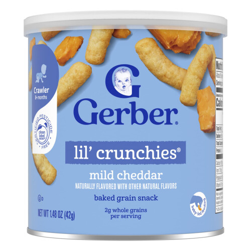 Gerber Gerber, Σνακ για Παιδί, Lil' Crunchies, Ψημένη Γραμίνη Σνακ, 8+ Μήνες, Μιλάς Τυρί, 1.48 oz (42 g)