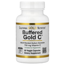 California Gold Nutrition, Buforovaná zlatá C, GOLD Standard Sodium Ascorbate (Vitamin C), 750 mg, 60 Veggie Capsulí