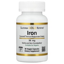 California Gold Nutrition, Φερροχέλ Iron (Bisglycinate), 36 mg, 90 Βοτάνιας Φιάλες