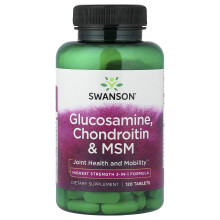 Swanson, Glukozamina, Chondroityna i MSM, 120 Tabletek