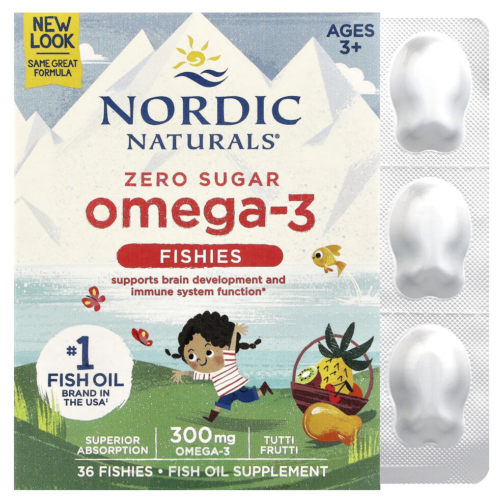 Nordic Naturals Nordic Omega-3 Fishies, 300Mg Yummy Tutti Frutti Taste - 36 Fishies