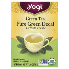 Yogi Tea, Groene Thee Pure Groen, Decaf, 16 Thee Zakjes, 1,09 oz (31 g)
