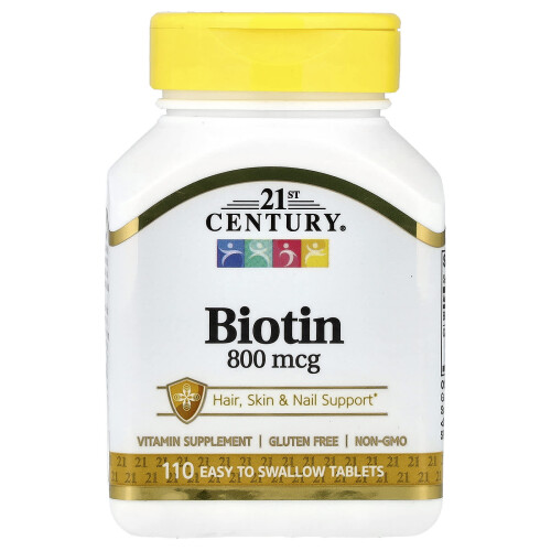 21st Century, Biotyna, 800 mcg, 110 Easy Swallow Tablets