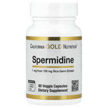 California Gold Nutrition, Kaliforniai Arany Élelmiszer, Spermidin, Rizs Germ Extrakt, 1 mg, 90 Veggie Kapszula