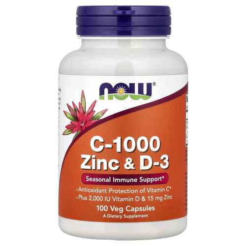 NOW Foods C-1000 Zinc & D-3, 100 kasvikapselia