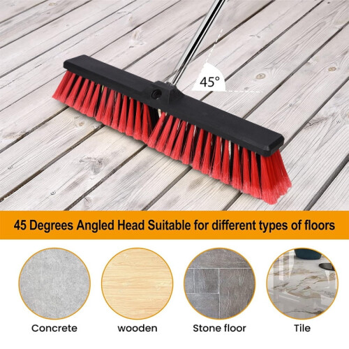 Large-sized long-handled stiff-bristle floor brush 1