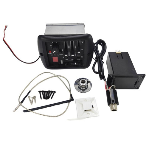 4-Bands EQ Equalizer Akustisk Gitarr Preamp Piezo Pickup med Tuner System Mässing Endpin Jack för Folkgitarr
