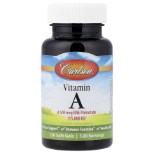 Carlson, Vitamin A, 4 500 mcg RAE (15 000 IU), 120 Myggel