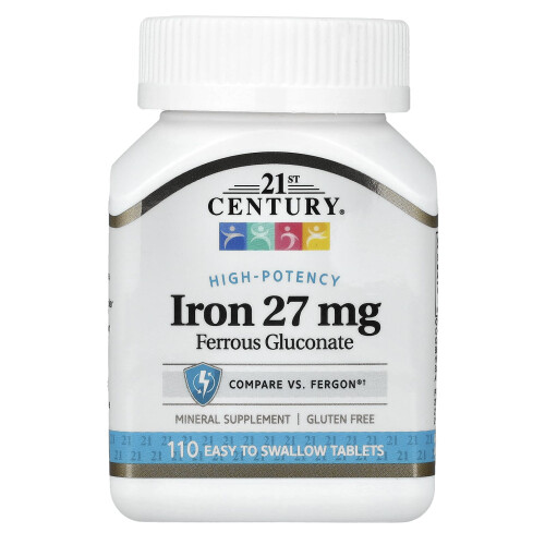 High-Potency Iron από 21st Century, 27 mg, 110 Εύκολα να Σβήνονται Tablets