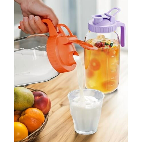 Pichet Mason en verre de 1,9 L avec couvercle à charnière 1