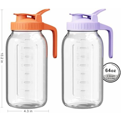 Pichet Mason en verre de 1,9 L avec couvercle à charnière 2