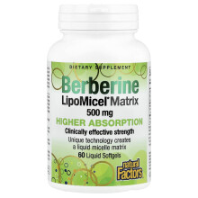Natural Factors, Berberine LipoMicel Matrix, 500 mg, 60 Vloeibare Zachte Capsules