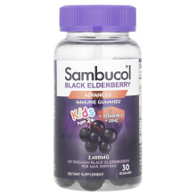 Sambucol, Barns svarta äppelbär Gummies, 2+, 3,400 mg, 30 Gummies