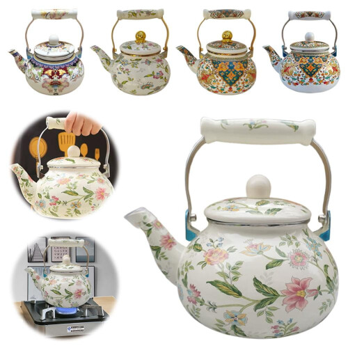 Vintage Floral Enamel Teapot2.5L 2