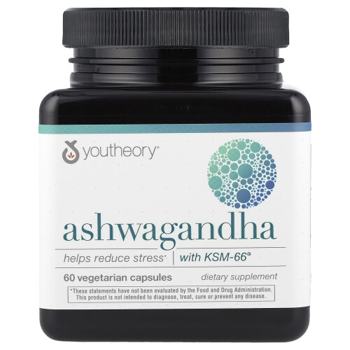 Youtheory, Ashwagandha, 60 Vegetariske Capsuler