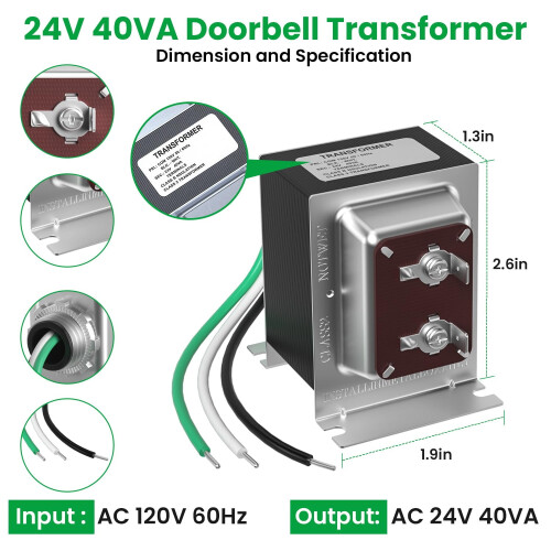 Transformateur de sonnette 24V 40VA 2