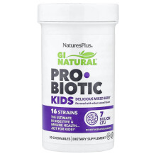 NaturesPlus, Probiotice Naturale GI pentru Copii, Deliciosă Mixed Berry, 7 Miliarde CFU, 30 Chelibile