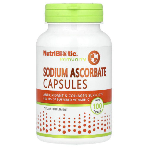 NutriBiotic, Ochrona, Sodium Ascorbate, 100 Vegan kapsułek
