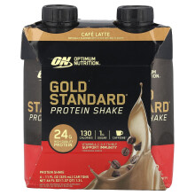 Optimum Nutrition, Gold Standard Protein Shake, Cafe Latte, 4 Pakkausta, 11 fl oz (325 ml) Kussakin