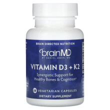 BrainMD, Witamina D3 + K2, 60 Kapsułki Wegetariańskie