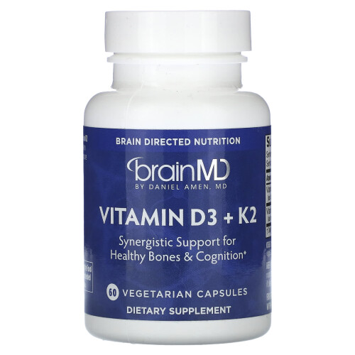 BrainMD, Vitamiini D3 + K2, 60 Vegetarian Pillerit