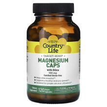Country Life, Target-Mins, magnézium kapszula szilíciummal, 300 mg, 120 vegán kapszula