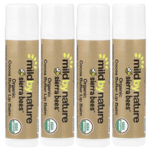 Mild By Nature, Sierra Bees, Organic Lip Balms, Cocoa Butter, 4 Pack, 0.15 oz (4.25 g) Each