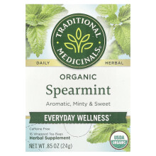 Traditional Medicinals, Organic Spearmint, Caffeine Free, 16 Wrapped Tea Bags, 0,85 oz (24 g)