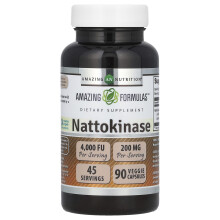 Amazing Nutrition, Nattokinase, 200 mg, 90 Veggie Kapsler (100 mg Per Kapsel)