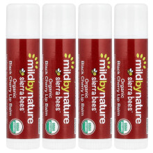 Mild By Nature, Sierra Bees, Organic Lip Balms, Black Cherry, 4 Pack, 0.15 oz (4.25 g) Each