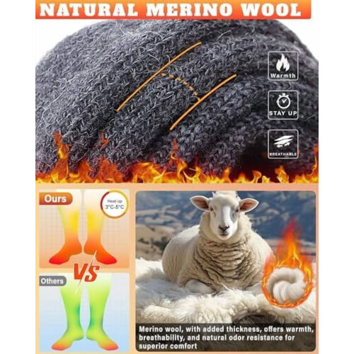 Κάλτσες σκι από μαλλί Merino, Κάλτσες για κρύο καιρό για σνόουμπορντ, Χιόνι, 1
