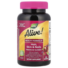 Nature's Way, Alive! Cabelo, Pele e Unhas Goma Premium, Morango, 60 Gomas